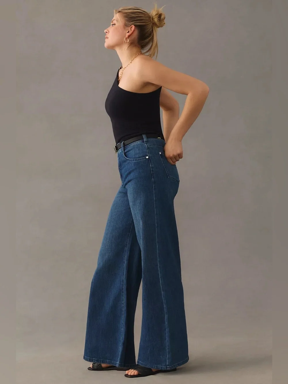 Anthropologie Pilcro High Rise Wide Leg Trouser Jeans Blue Women’s Size 28 Boho - Picture 2 of 7